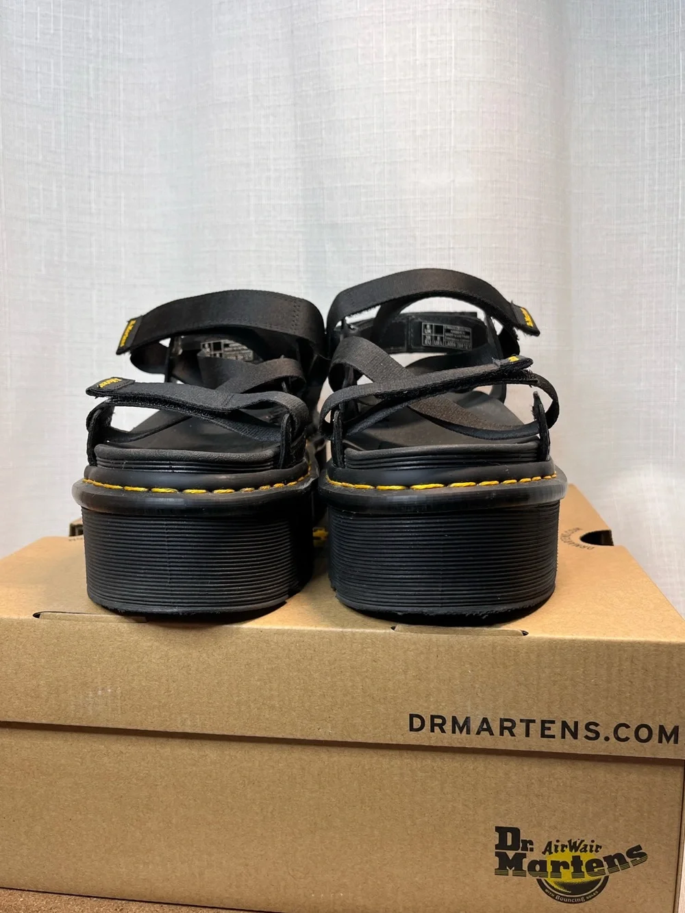 Dr. Martens Kimber II Platform Sandals Black Athena Webbing Size US 8